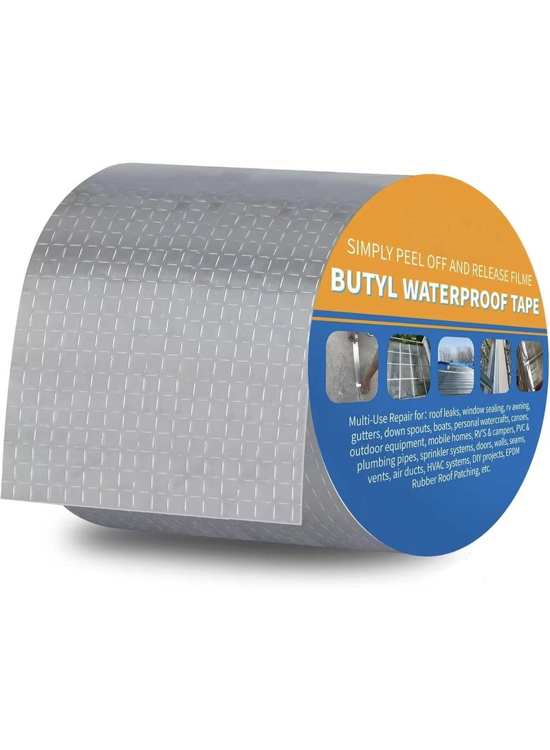 Butyl الماء الألومنيوم رقائق Sealan ، 4inch × 5m ، لإصلاح RV ، نافذة ، السيليكون ، القارب وختم الأنابيب ، الزجاج و EDPM تصحيح سقف المطاط ، الفضة - Image 1